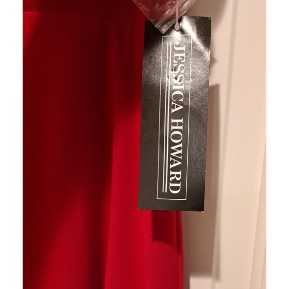 NWT Jessica Howard Red Banded Mini Dress Size 14P Cap Sleeve with Sequins - Picture 5 of 6